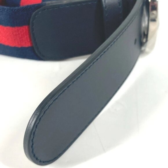 GUCCI GG interlocking G Belt Accessories belt Leather/Canvas Navy/Red - Picture 9 of 12